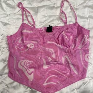 Pink satin ladies crop top size M